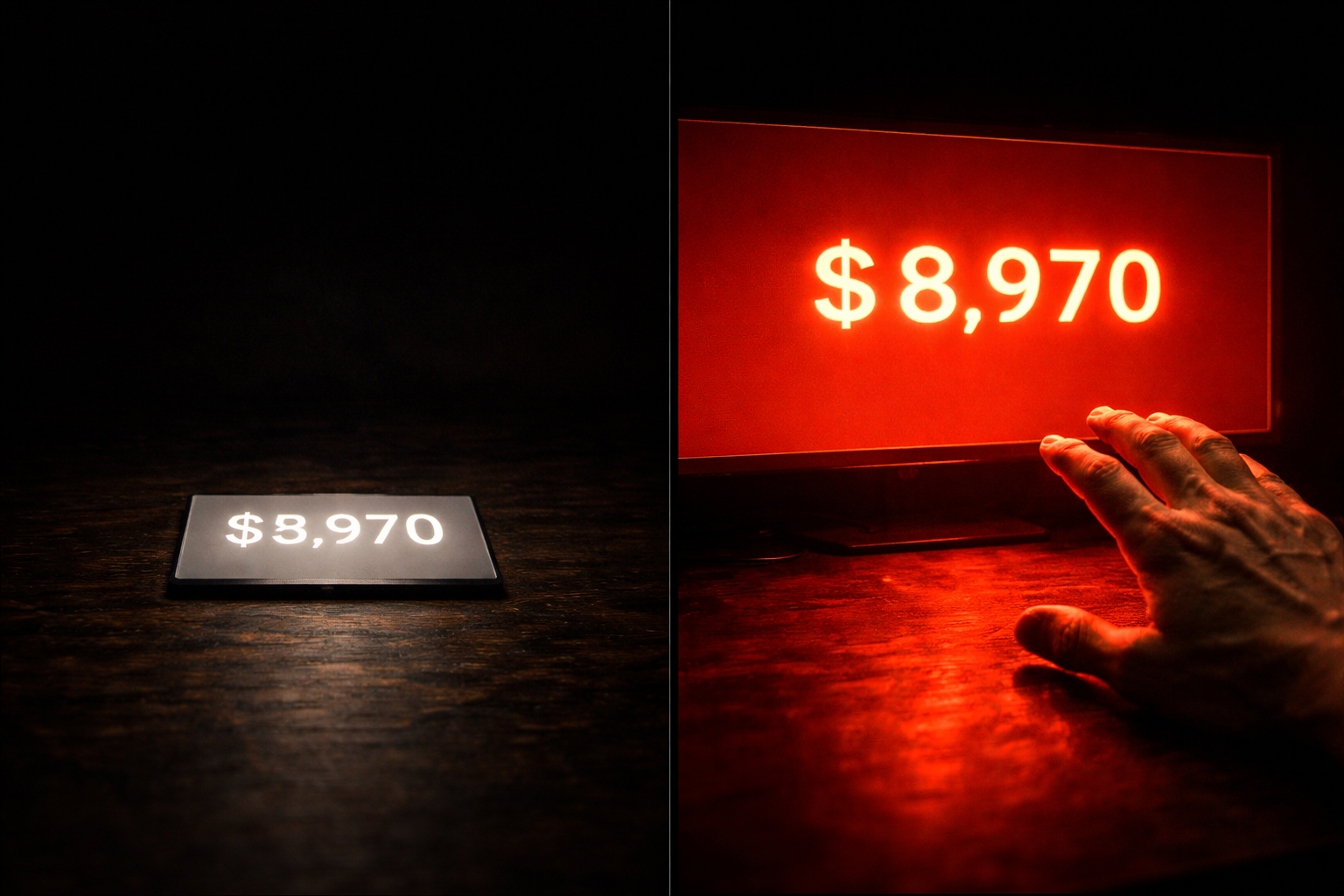 Trader patrzący na stratę w złotówkach - efekt obramowania