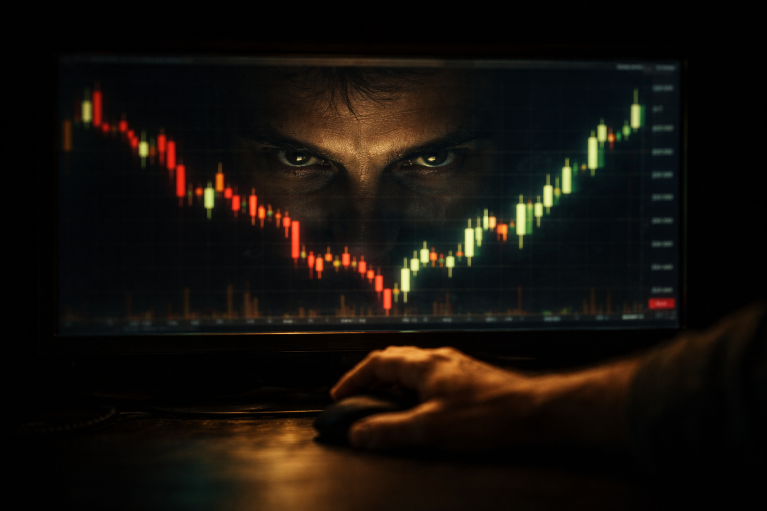 Ręka tradera nad klawiaturą - iluzja kontroli nad pozycją